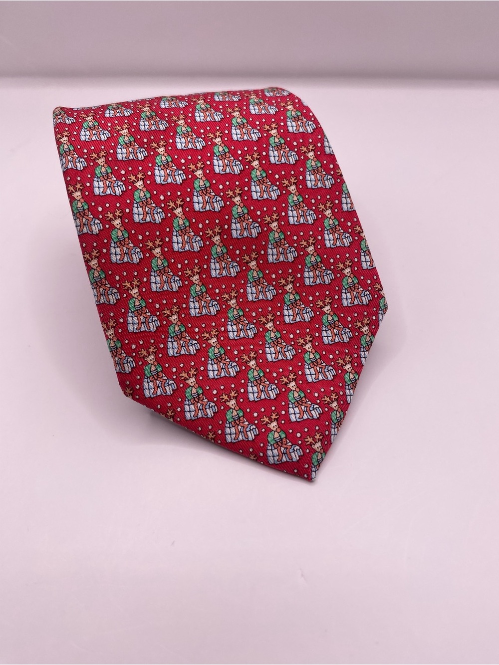 Vineyard Vines Red Novelty Reindeer Print Tie